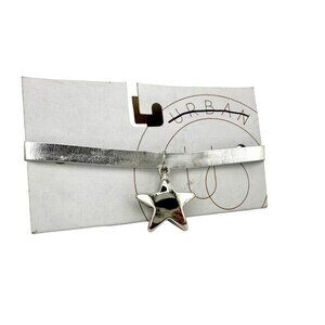 Urban Outfitters Silver Star Charm Choker Necklace With Adjustable Lobster Clasp